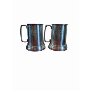 Vtg 1970's Playboy Club Aluminum Metal Glass Bottom Beer Stein Mug Set Hong Kong